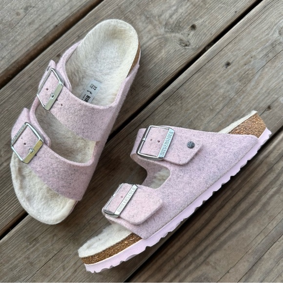 Birkenstock Shoes - Birkenstock Arizona Happy Lamb Wool Felt Sandals 6 37